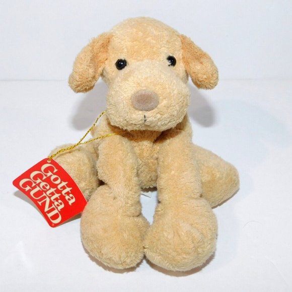 Gund 30025 DAWGGY 6" Plush Tan Brown Bean Bag Puppy Dog Big Paws New w Tag Lovey - Picture 1 of 7
